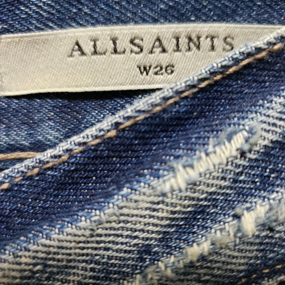 All Saints Raw Hemmed Distressed Cropped Women's Denim Jeans Size 26 NWOT - Picture 7 of 9